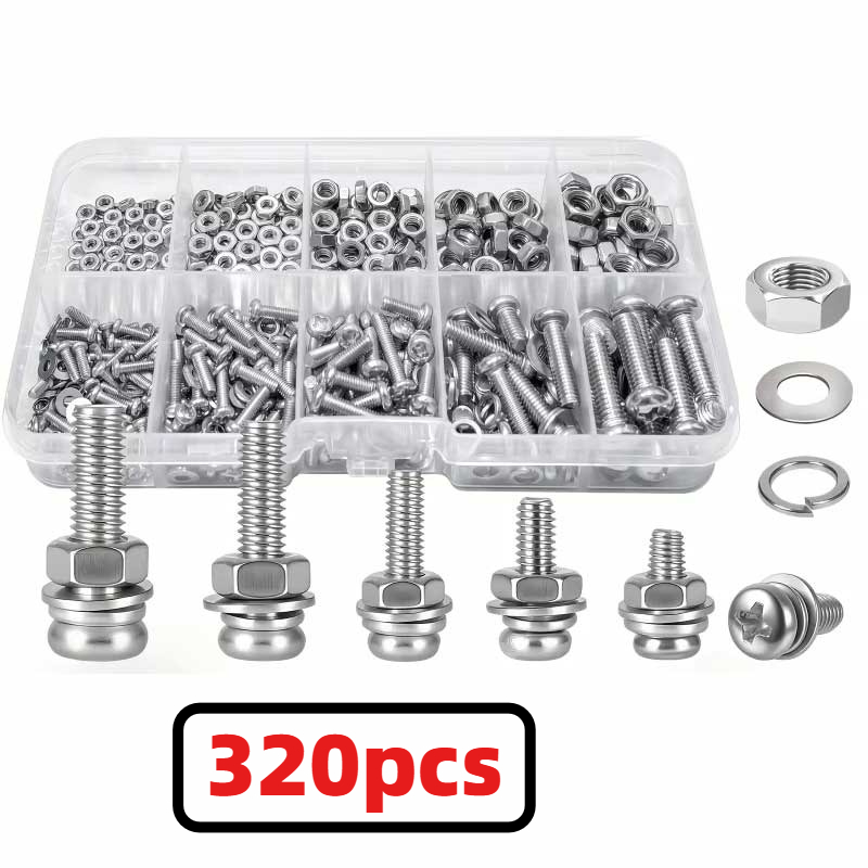 320pcs Premium 304 Stainless S - Nuts Mix ulasan dan harga